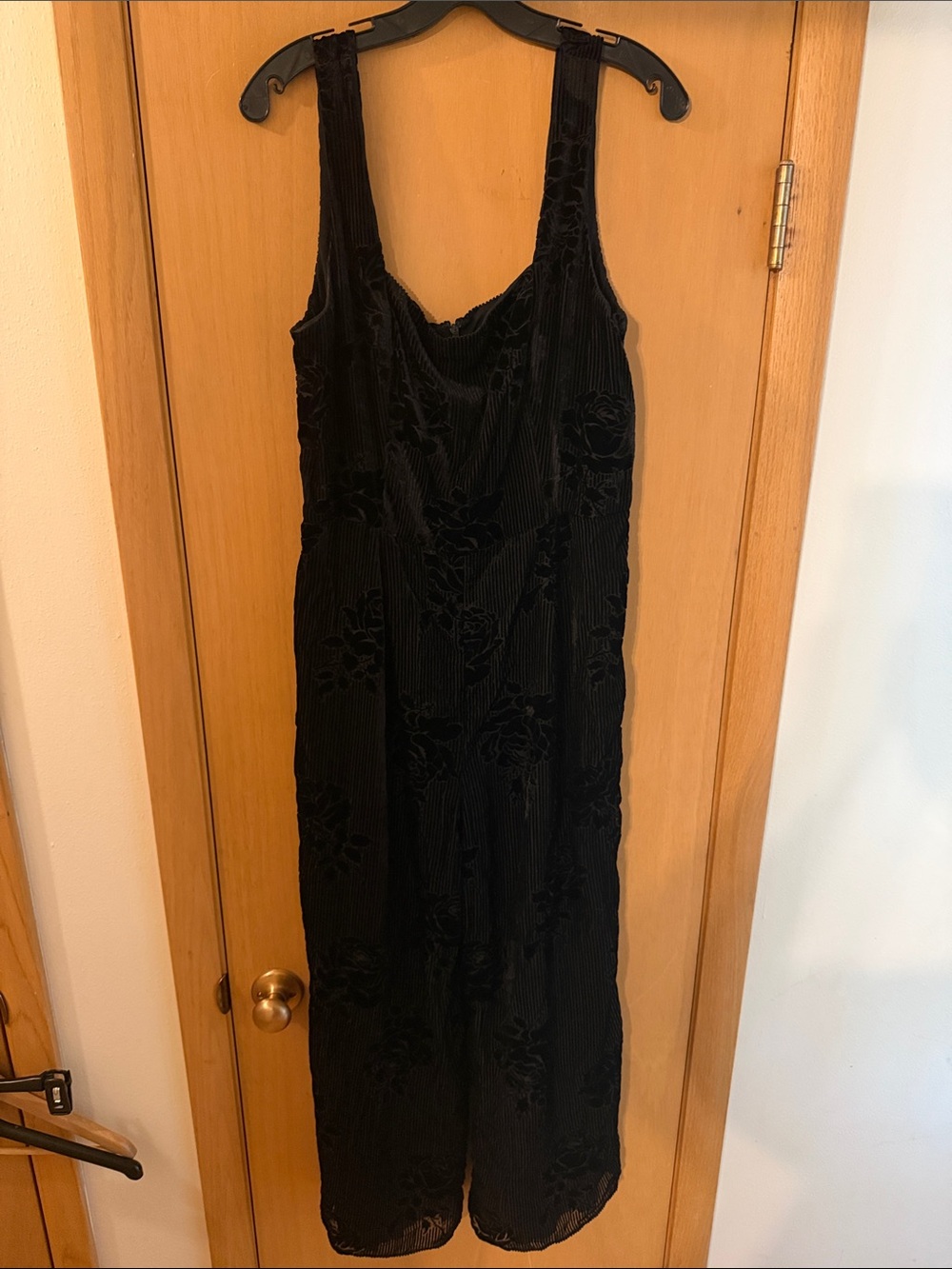 Moulinette Soeurs Anthropologie Velvet Floral Jumpsuit As Is Black Size 12